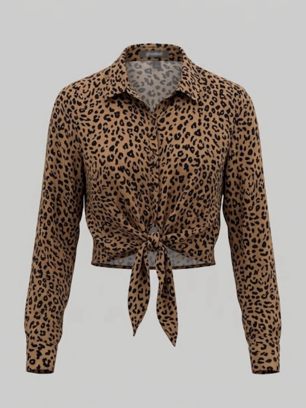 🐆Leopard Print Tie-Front Blouse